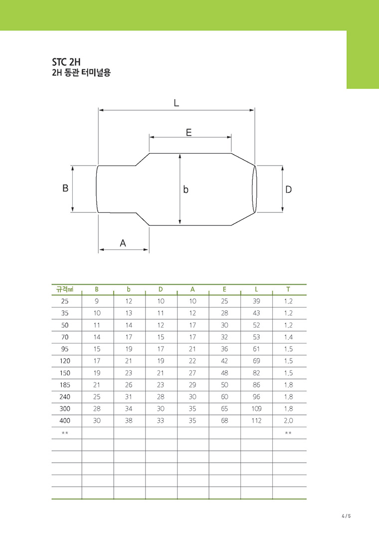 stc2h 2h 동관 터미널용 도면